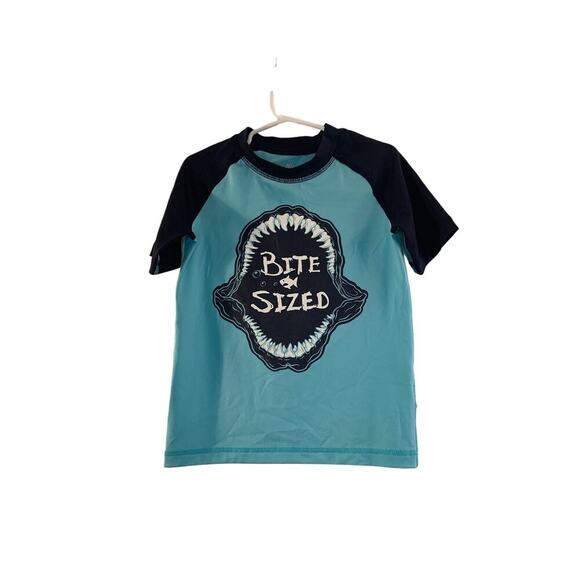 SPORT PLACE Boy’s Bite Size Shark Short Sleeve Swim Shirt / Size: 5T - Picture 1 of 5